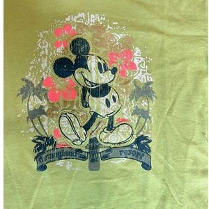 Vintage WDW Disneyland Resort Mickey Mouse Hibiscus Palm Trees Shirt NWT Size L